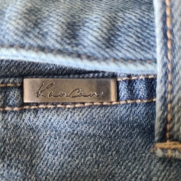 REPURPOSED Maurice's Patchwork Distressed Blue Denim Mini Skirt Size 27 - Picture 8 of 12